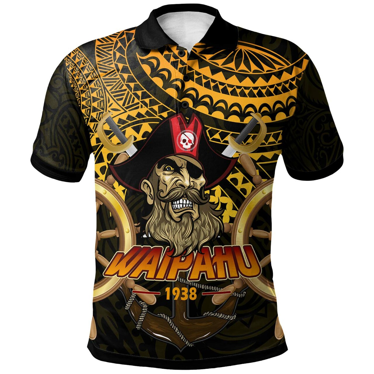 Custom Hawaii Polo Shirt Waipahu High School Marauders Pirates Polynesian Tribal Pattern LT10 - Wonder Print Shop