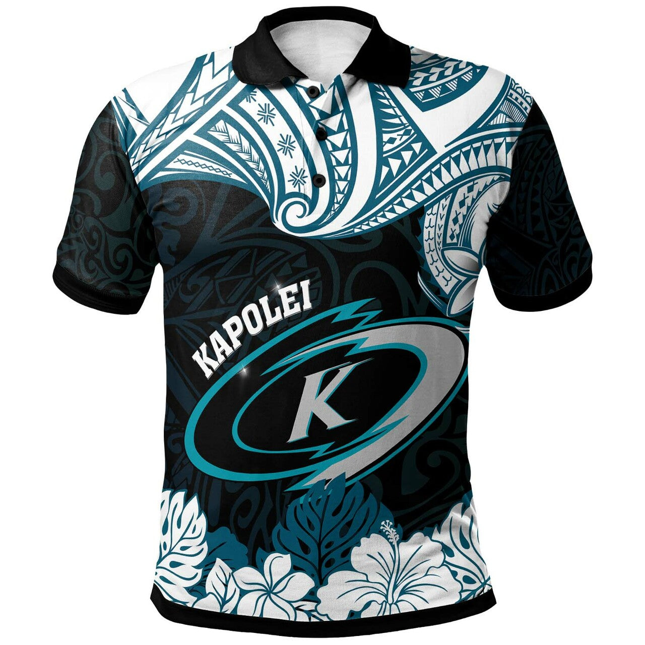 Hawaii Kapolei High School Custom Polo Shirt Kapolei High School Hibicus Flower and Polynesian Pattern LT10 - Wonder Print Shop