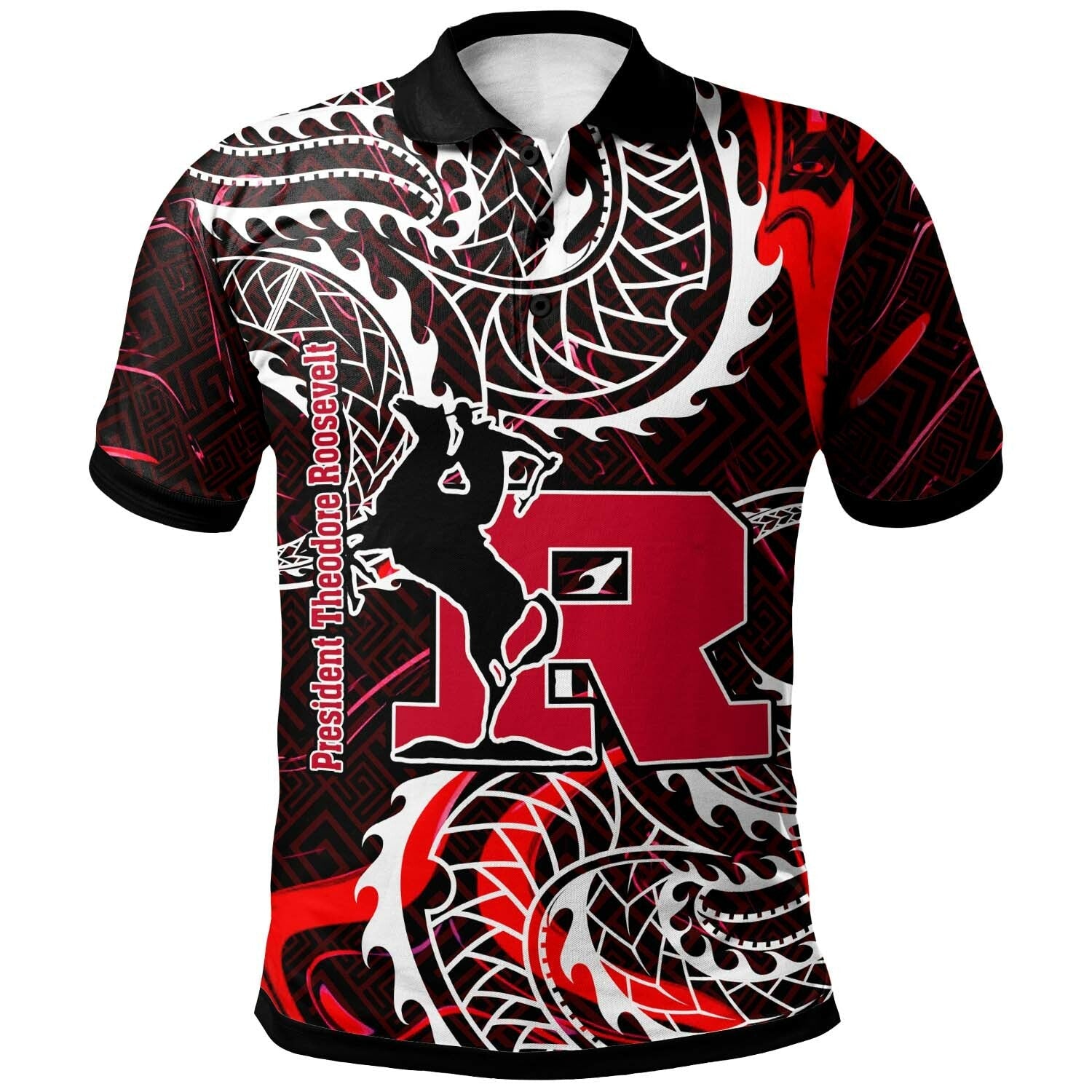 Custom Hawaii Polynesian Polo Shirt President Theodore Roosevelt High School Tribal Patterns LT10 - Wonder Print Shop