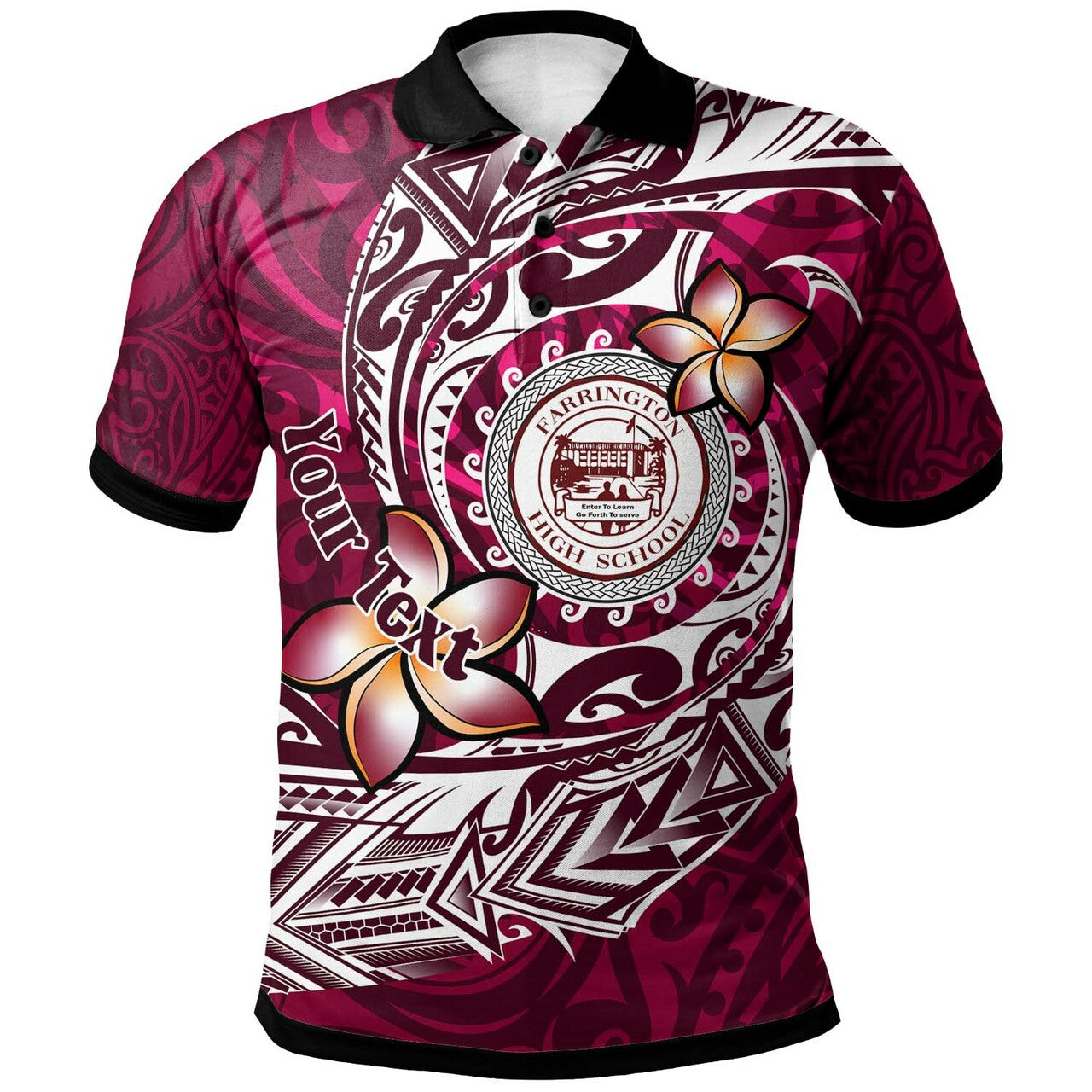 Custom Hawaii Polo Shirt Farrington High School Maroon Polynesian Patterns LT10 - Wonder Print Shop