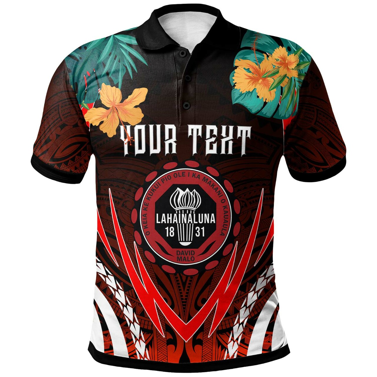 Custom Hawaii Polo Shirt Lahainaluna High School Polynesian with Hawaii Pattern LT10 - Wonder Print Shop