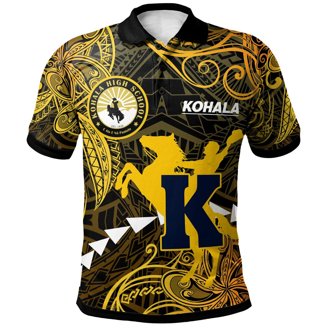 Hawaii Polynesian Polo Shirt Kohala High School Cowboy with Polynesian Patterns LT10 - Wonder Print Shop