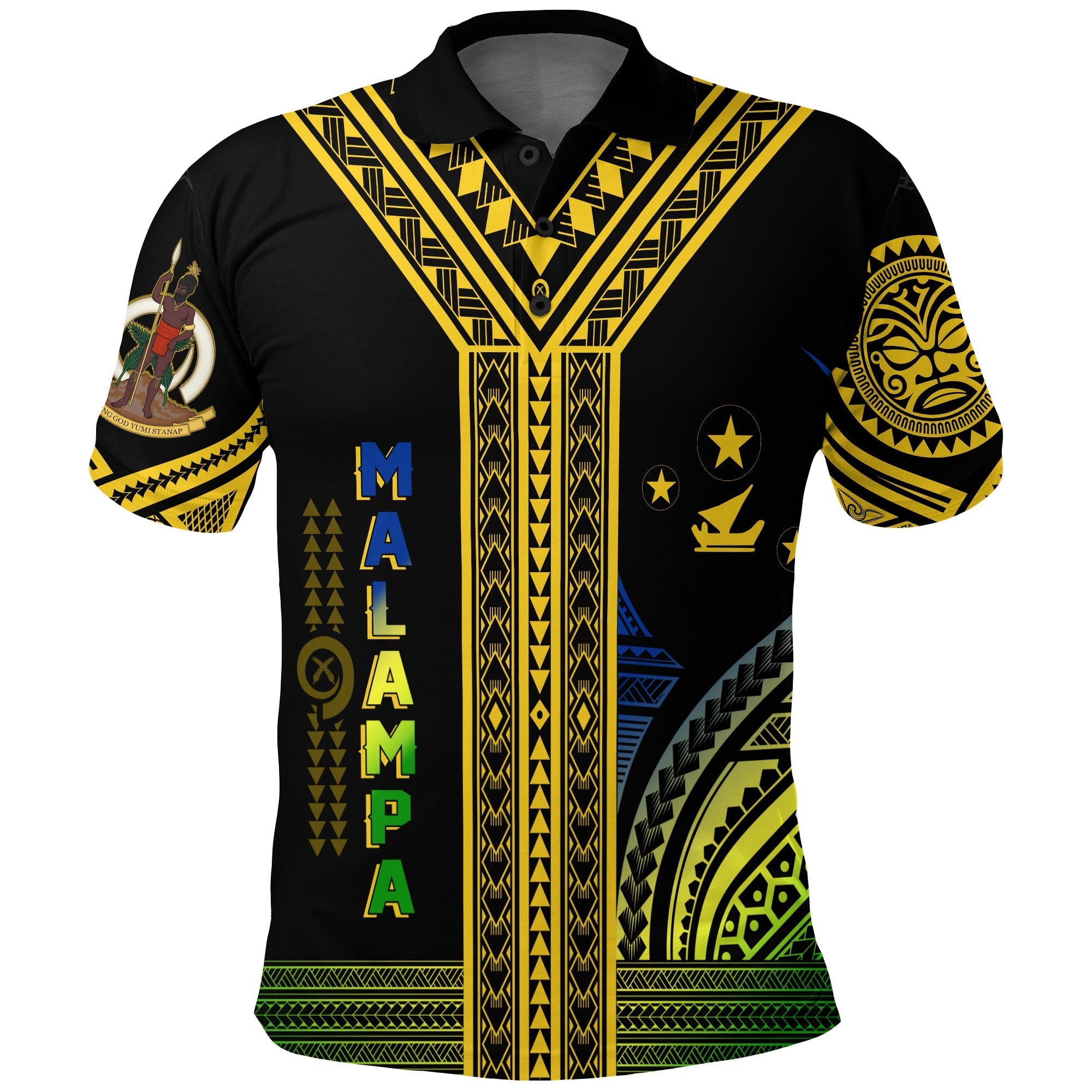 Custom Malampa Province Vanuatu Polo Shirt Unique Black and Gold - Wonder Print Shop