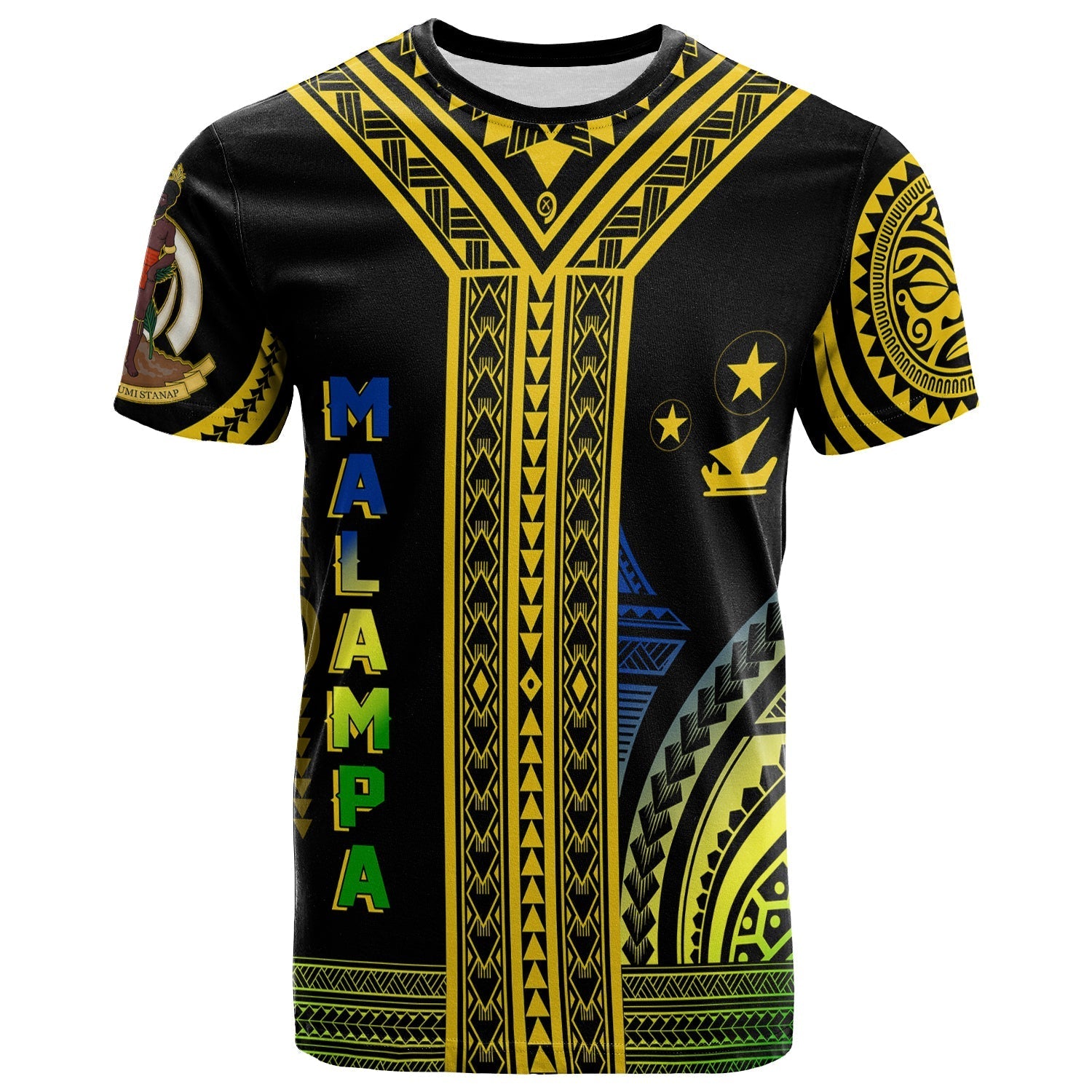 Custom Vanuatu Malampa Province T Shirt Unique Black and Gold - Wonder Print Shop