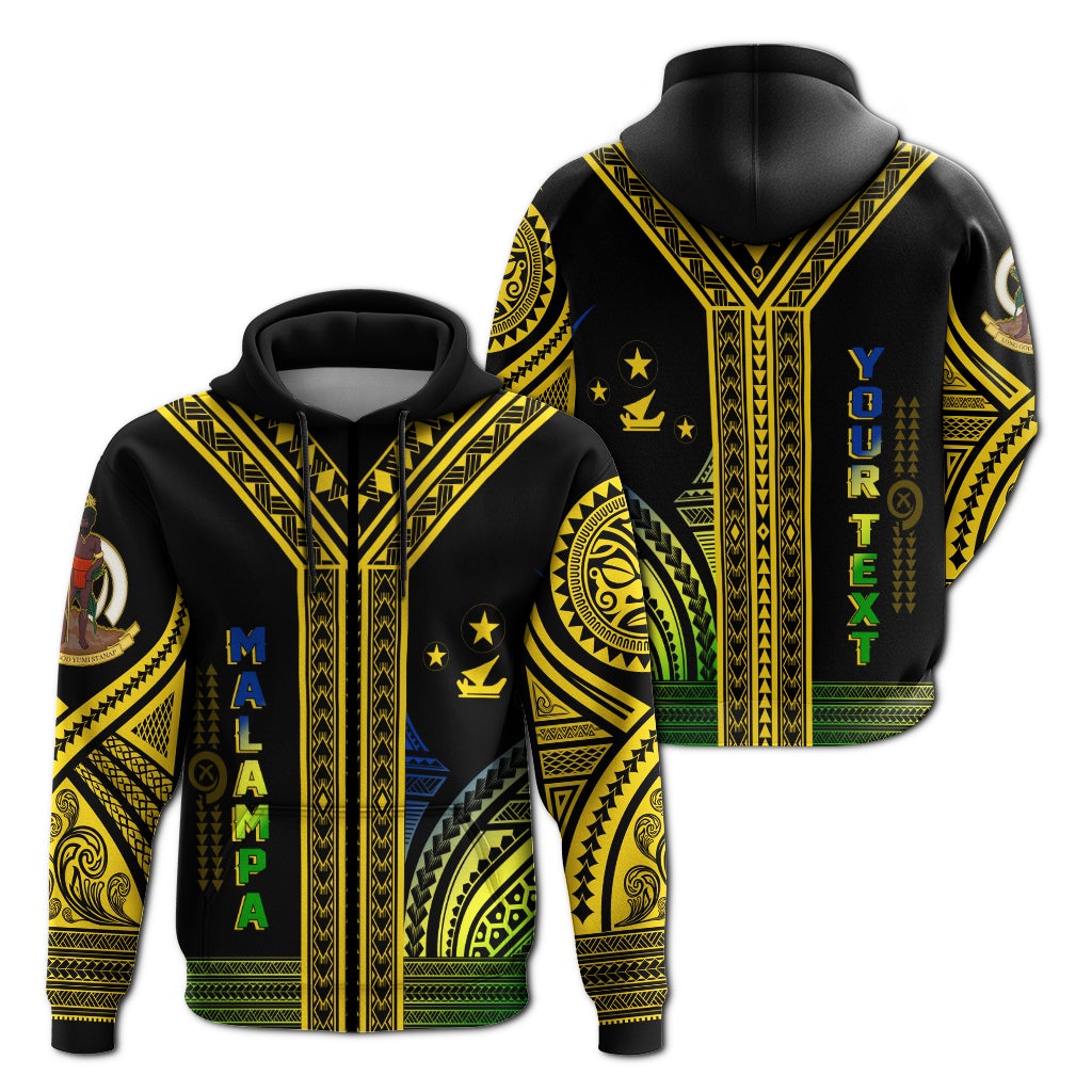 Custom Malampa Province Vanuatu Zip Up Hoodie Unique Black & Gold - Wonder Print Shop