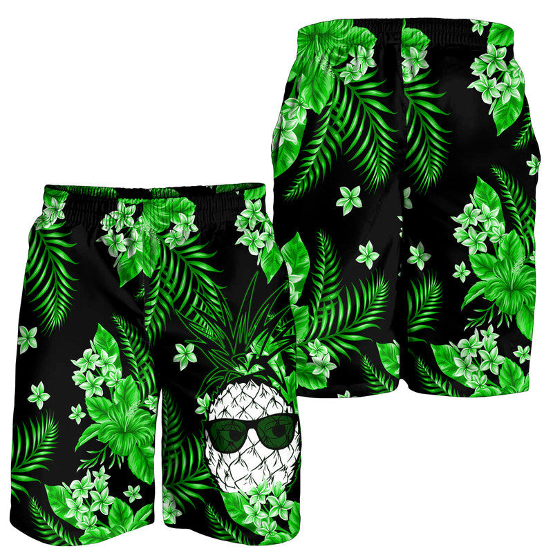 hawaii-summer-colorful-pineapple-men-shorts-green