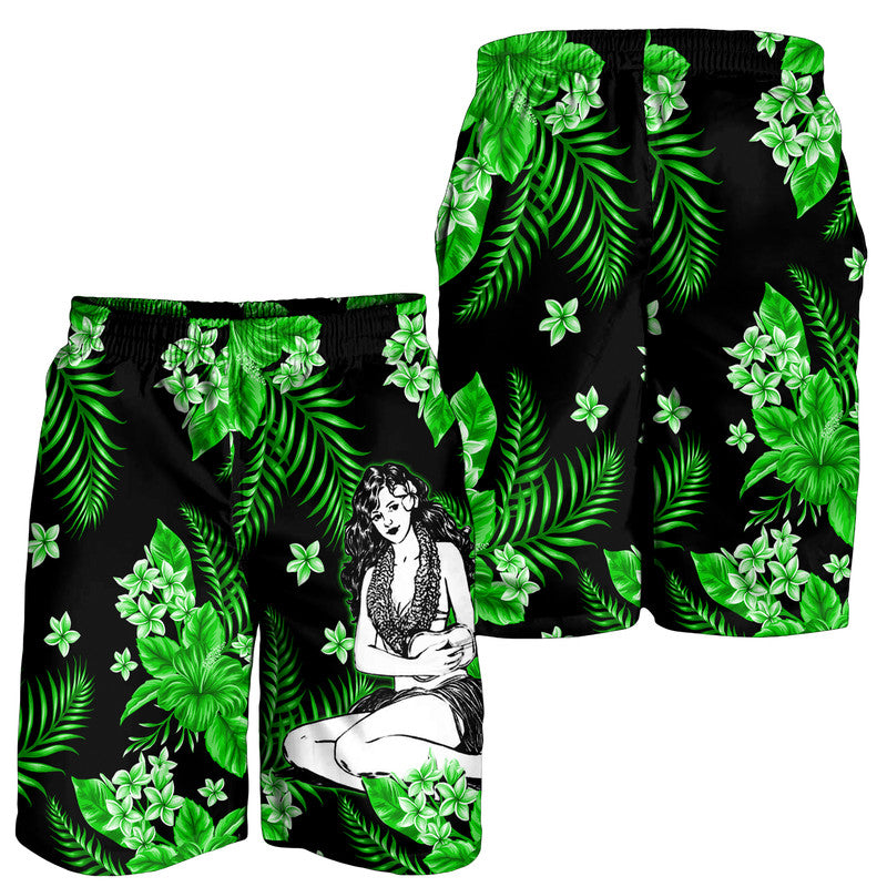 hawaii-summer-colorful-hula-girl-men-shorts-green