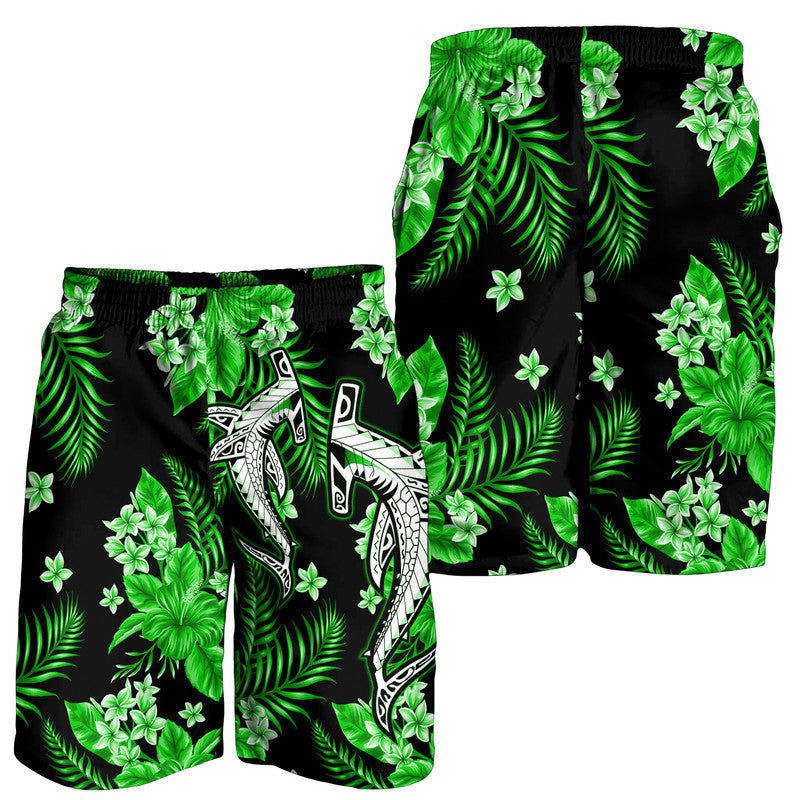 hawaii-summer-colorful-shark-men-shorts-green