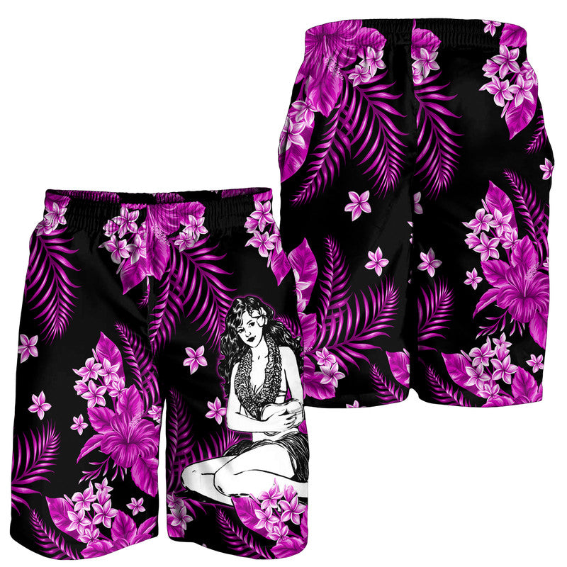 hawaii-summer-colorful-hula-girl-men-shorts-purple