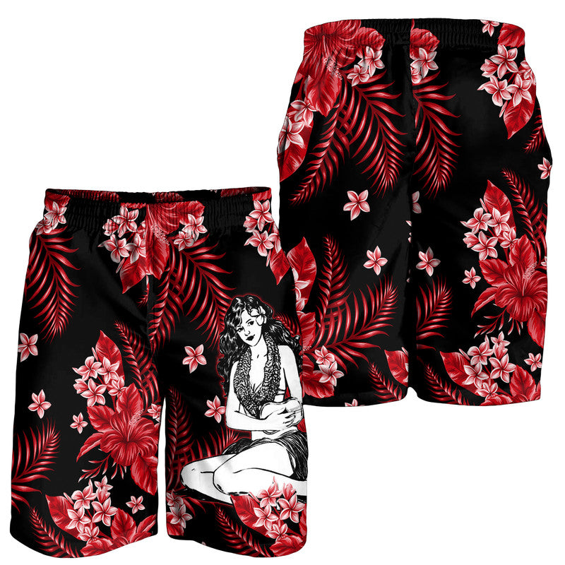 hawaii-summer-colorful-hula-girl-men-shorts-red