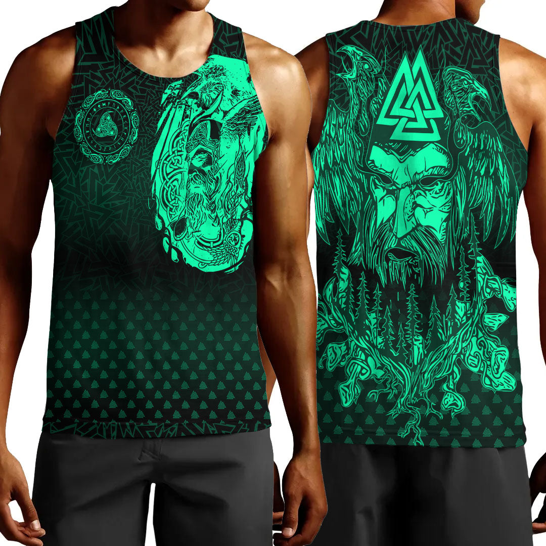 viking-clothing-viking-odin-raven-tattoo-style-green-version-men-tank-top