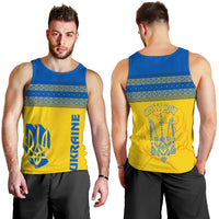 Men's yellow tank top with blue folk stripe; front shows trident and 'UNITY DAY'