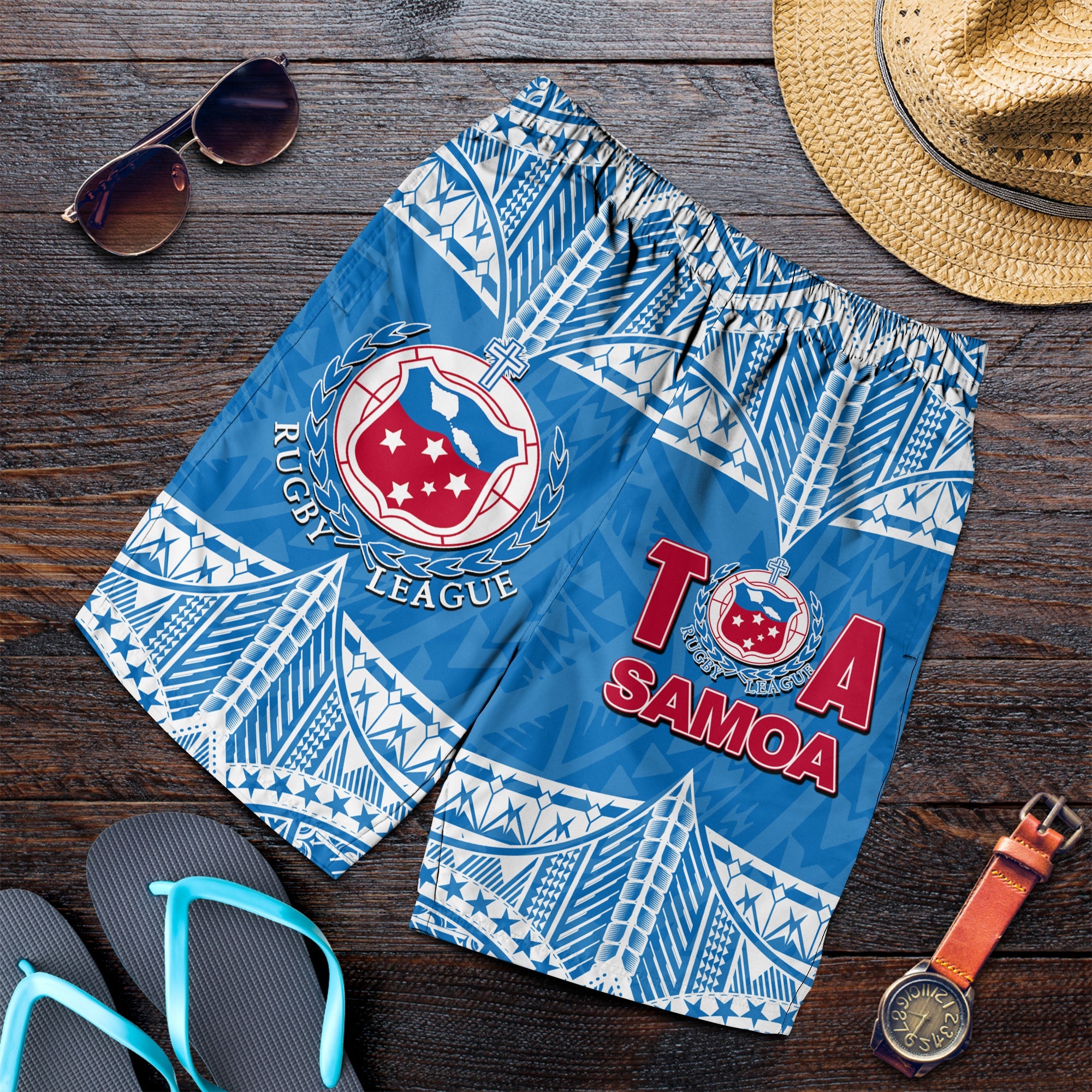 Toa Samoa Rugby Men Shorts Blue Sky