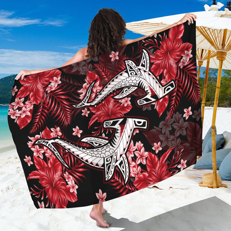 hawaii-summer-colorful-shark-sarong-red