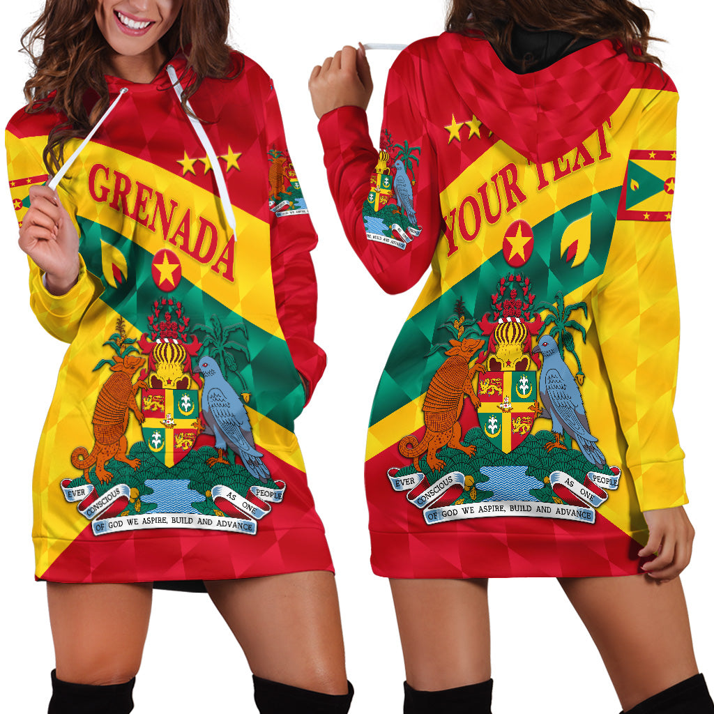 Rotes Grenada-Hoodie-Kleid mit Kapuze und Frontprint mit Wappen