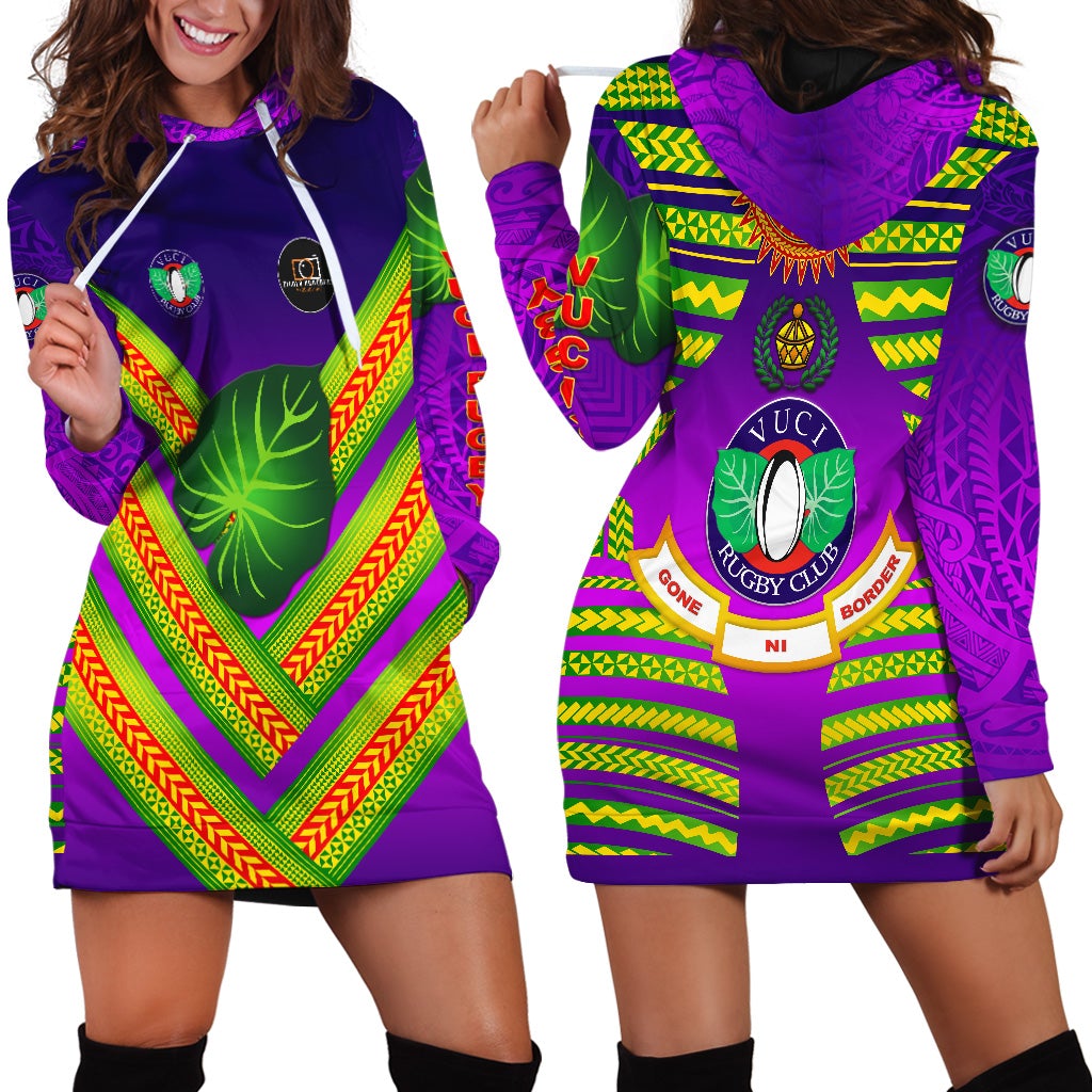 Fiji Vuci Rugby Club Hoodie Dress Creative Style - Purple LT8 - Wonder Print Shop