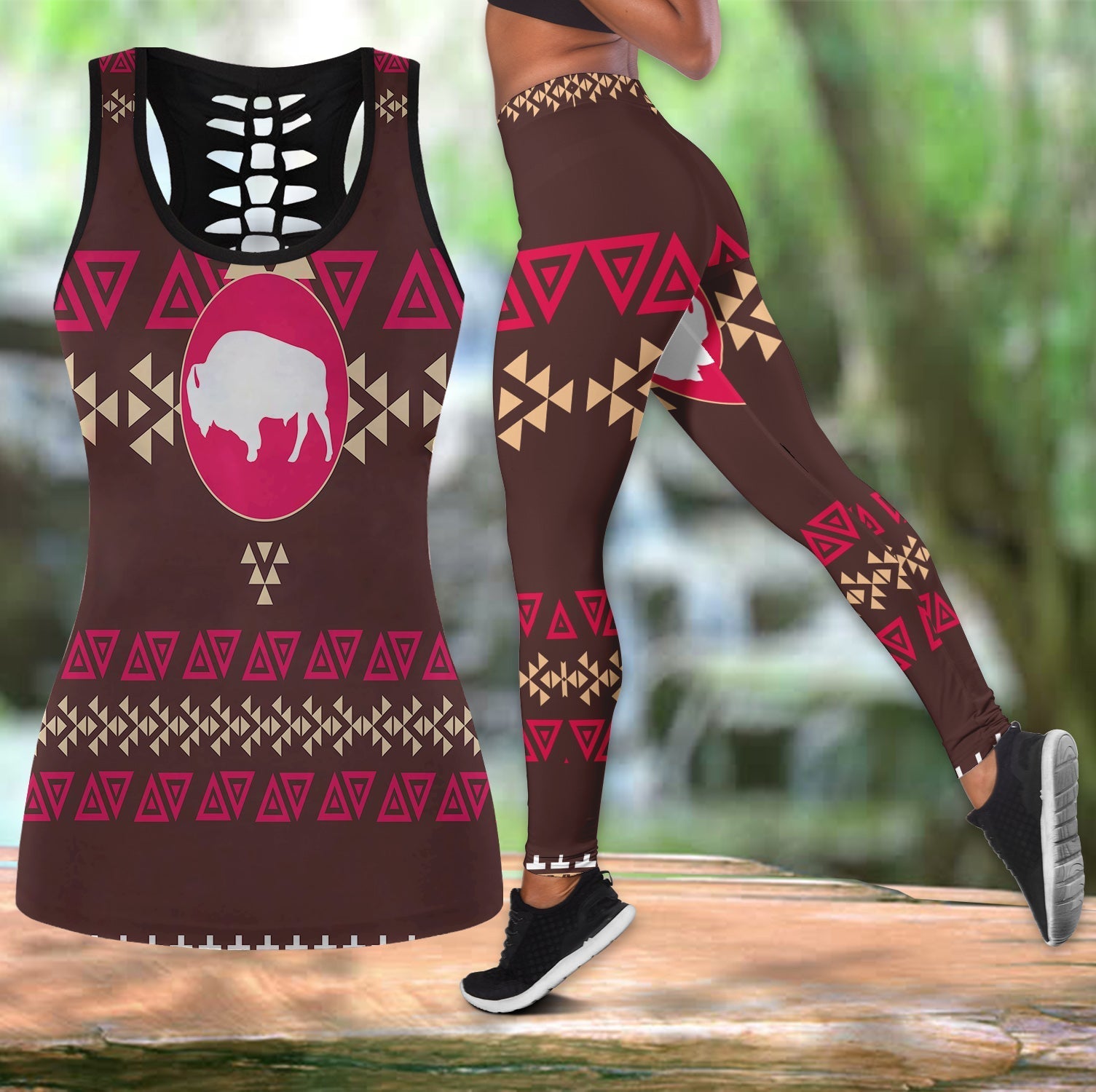 brown-bison-native-american-hollow-tanktop-legging-set