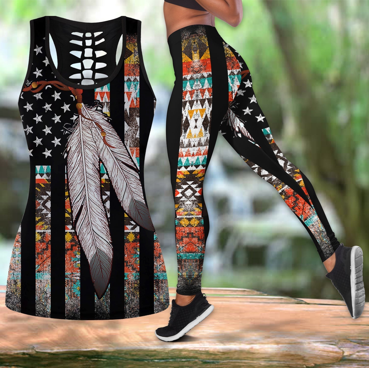 native-american-flag-feather-hollow-tanktop-leggings-set