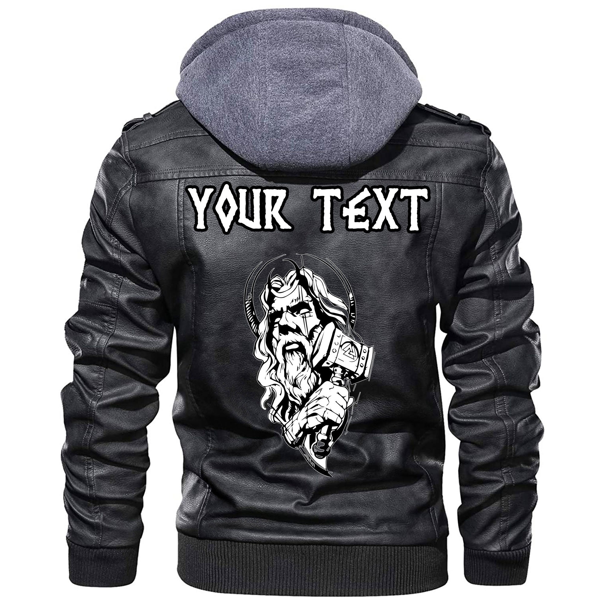 (Custom) Wonder Print Shop - Nordic God And His Hammer Leather Jacket RLT12 - Wonder Print Shop