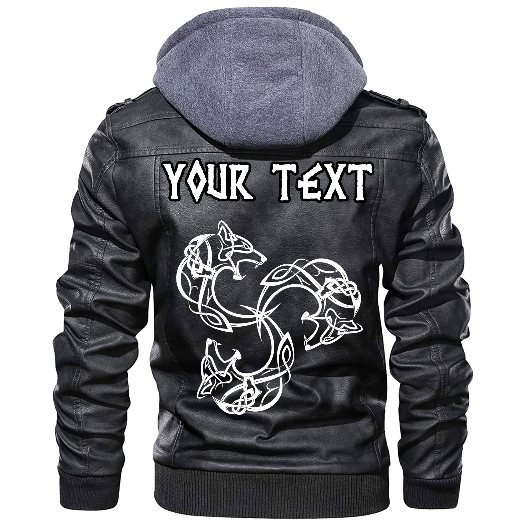 (Custom) Wonder Print Shop - Norse Tattoo Wolf Leather Jacket RLT12 - Wonder Print Shop