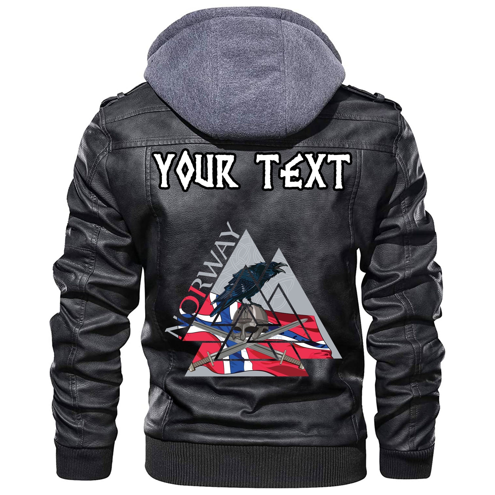 (Custom) Wonder Print Shop - Norway Valknut Leather Jacket RLT12 - Wonder Print Shop