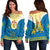 Sweden Off Shoulder Sweater Swedish Coat Of Arms With Scandinavian Flowers - Wonder Print Shop