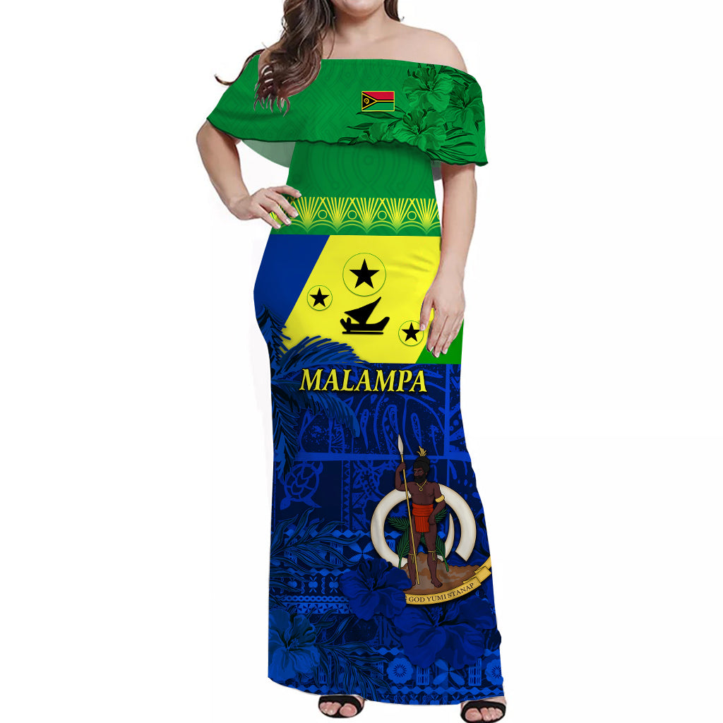 custom-personalised-malampa-off-shoulder-long-dress-vanuatu-polynesia-mix-flowers