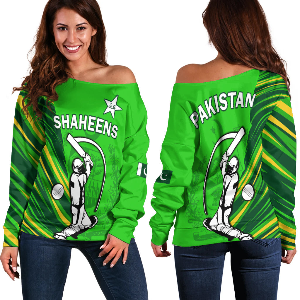 Pakistan Cricket Off Shoulder Sweater Go Shaheens Simple Style - Wonder Print Shop