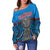 (Custom Personalised) Guam Chamorro Off Shoulder Sweater Latte Stone Blue Polynesian Haligi LT13 - Wonder Print Shop