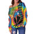 (Custom Personalised) Hawaii Rainbow Tie Dye Off Shoulder Sweater Flowers Polynesian Hawaiian Tribal LT13 - Wonder Print Shop