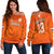 (Custom Text and Number) Netherlands Football Off Shoulder Sweater 2022 Soccer World Cup Oranje Champions LT13 - Wonder Print Shop