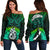 Aotearoa Fern Off Shoulder Sweater New Zealand Hei Tiki Green Style LT13 - Wonder Print Shop