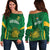 (Custom Personalised) South Africa Cricket Off Shoulder Sweater Proteas Champion LT13 - Wonder Print Shop