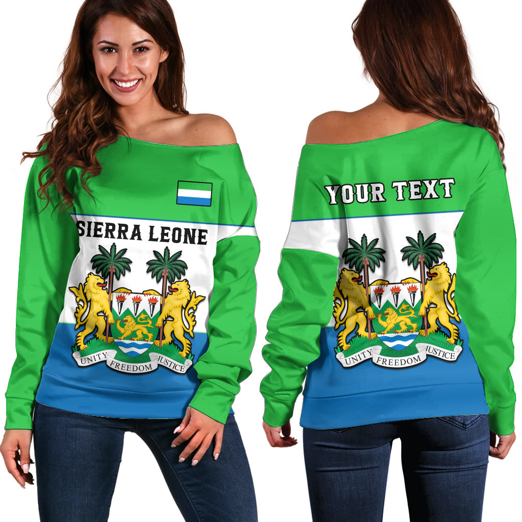 (Custom Personalised) Sierra Leone Off Shoulder Sweater Happy Independence Day - Wonder Print Shop