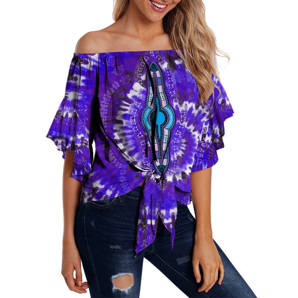 custom-personalised-africa-tie-dye-off-shoulder-waist-wrap-top-purple-fashion