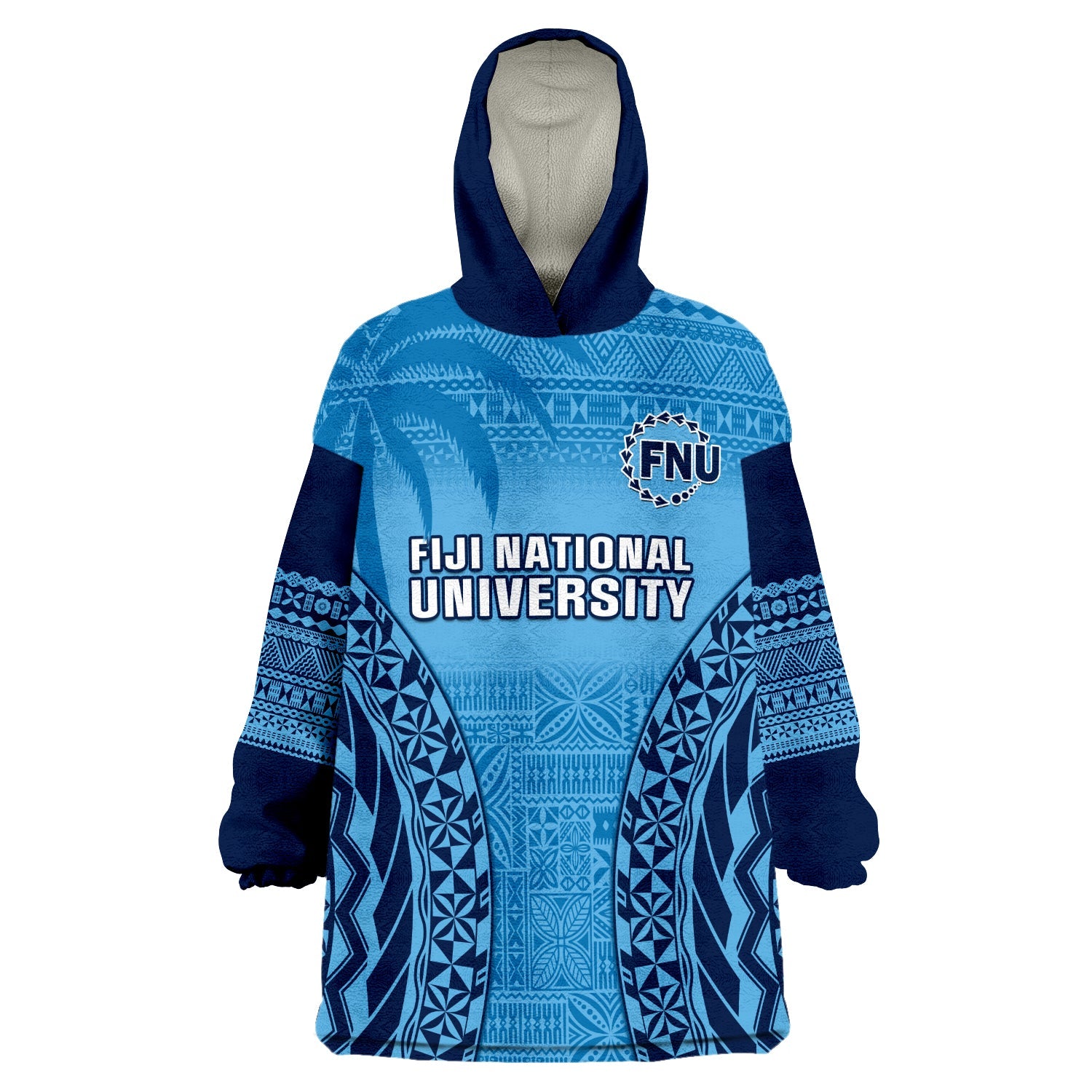 fiji-university-wearable-blanket-hoodie-national-fijian-tapa-pattern-blue