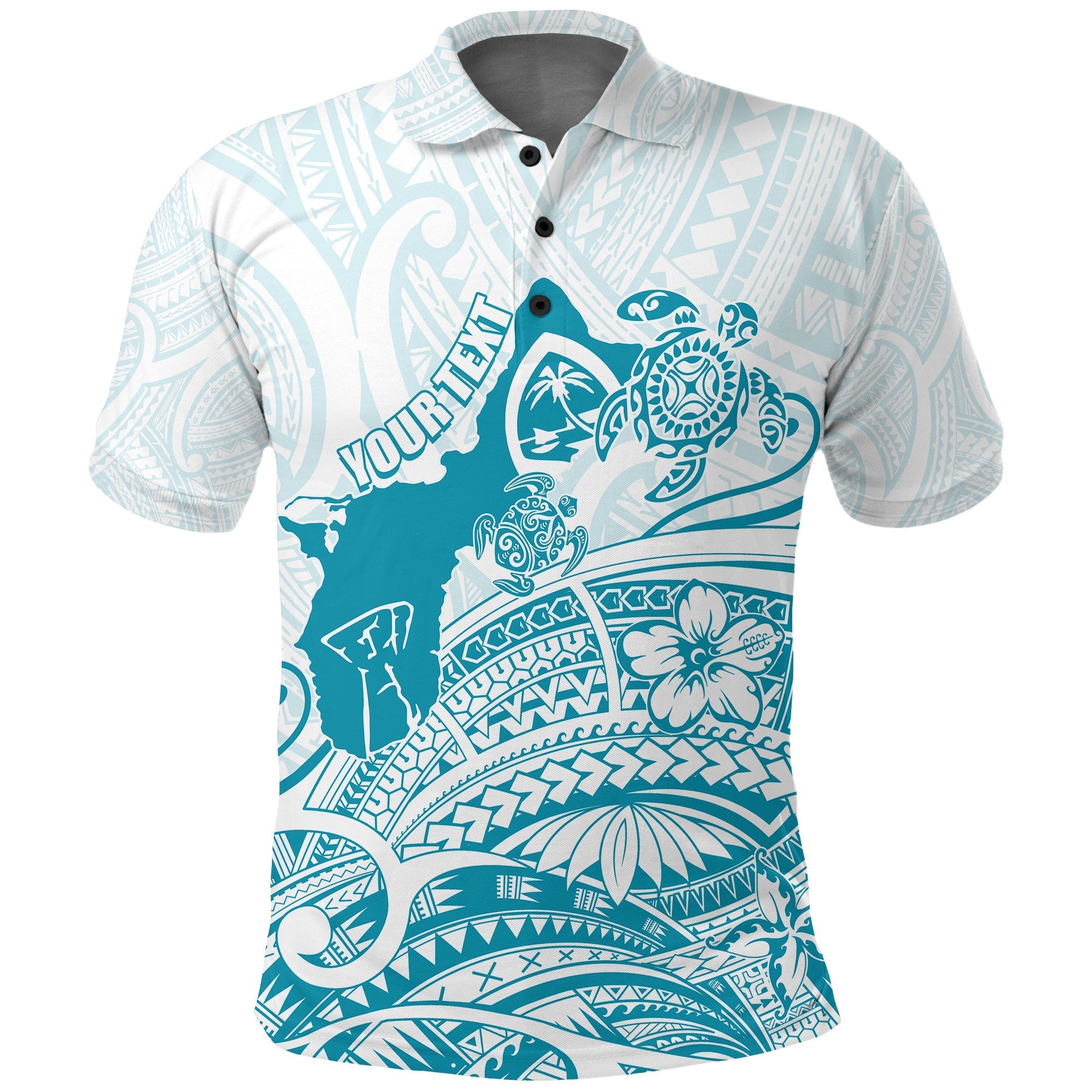 Custom Guam Polo Shirt Ocean and Turtle Simple Style - Wonder Print Shop