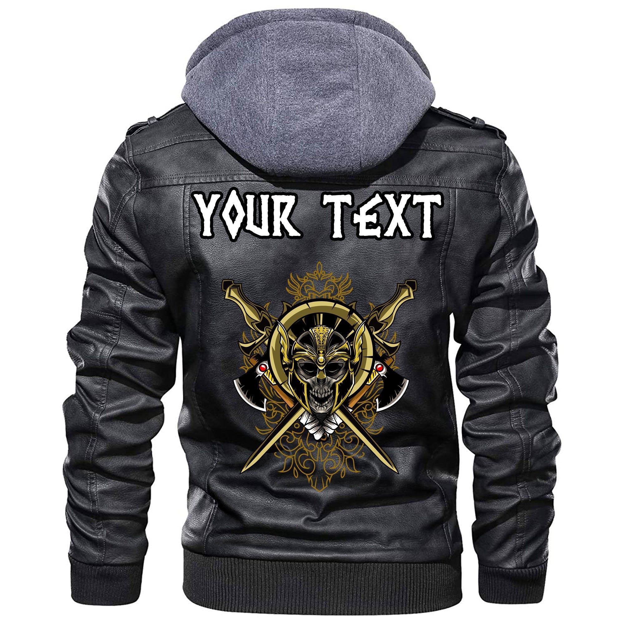 (Custom) Wonder Print Shop - Odin Skull With Weapon Leather Jacket RLT12 - Wonder Print Shop