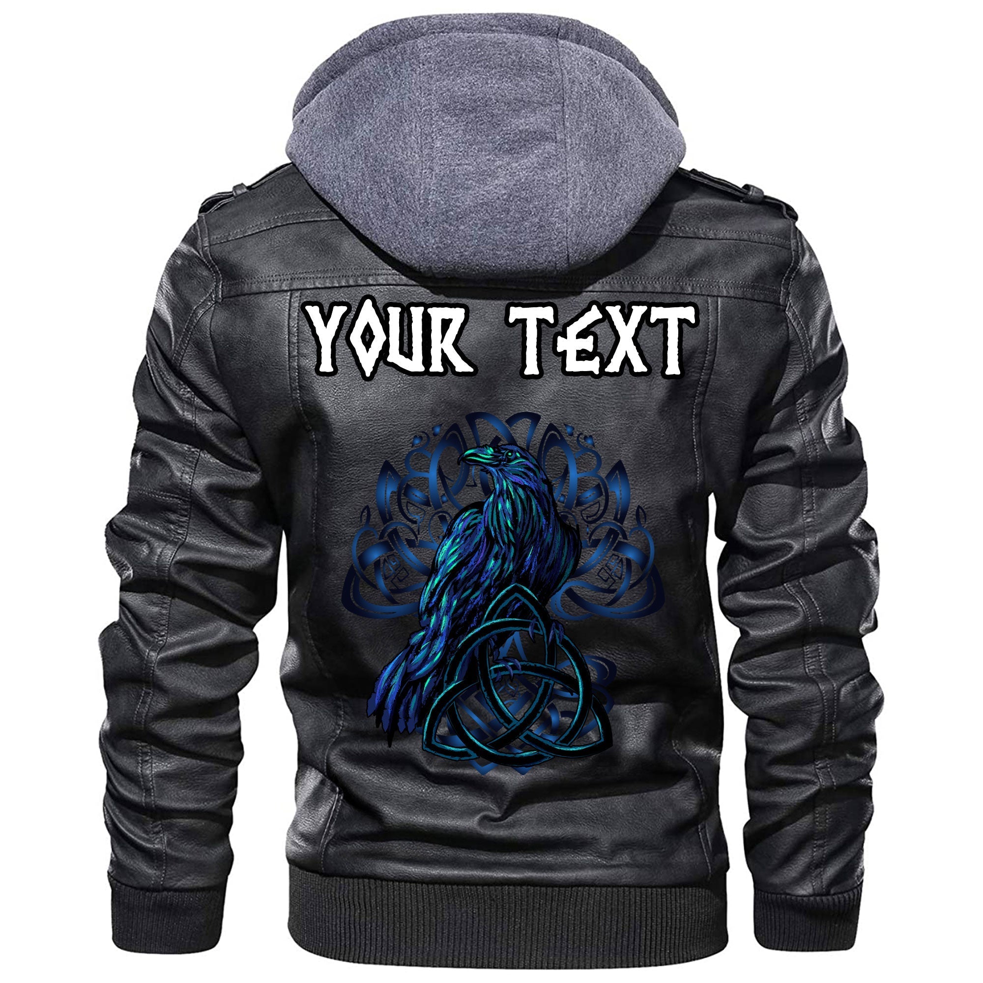 (Custom) Wonder Print Shop - Odin's Celtic Raven Scandinavian Tattoo 2 Leather Jacket RLT12 - Wonder Print Shop