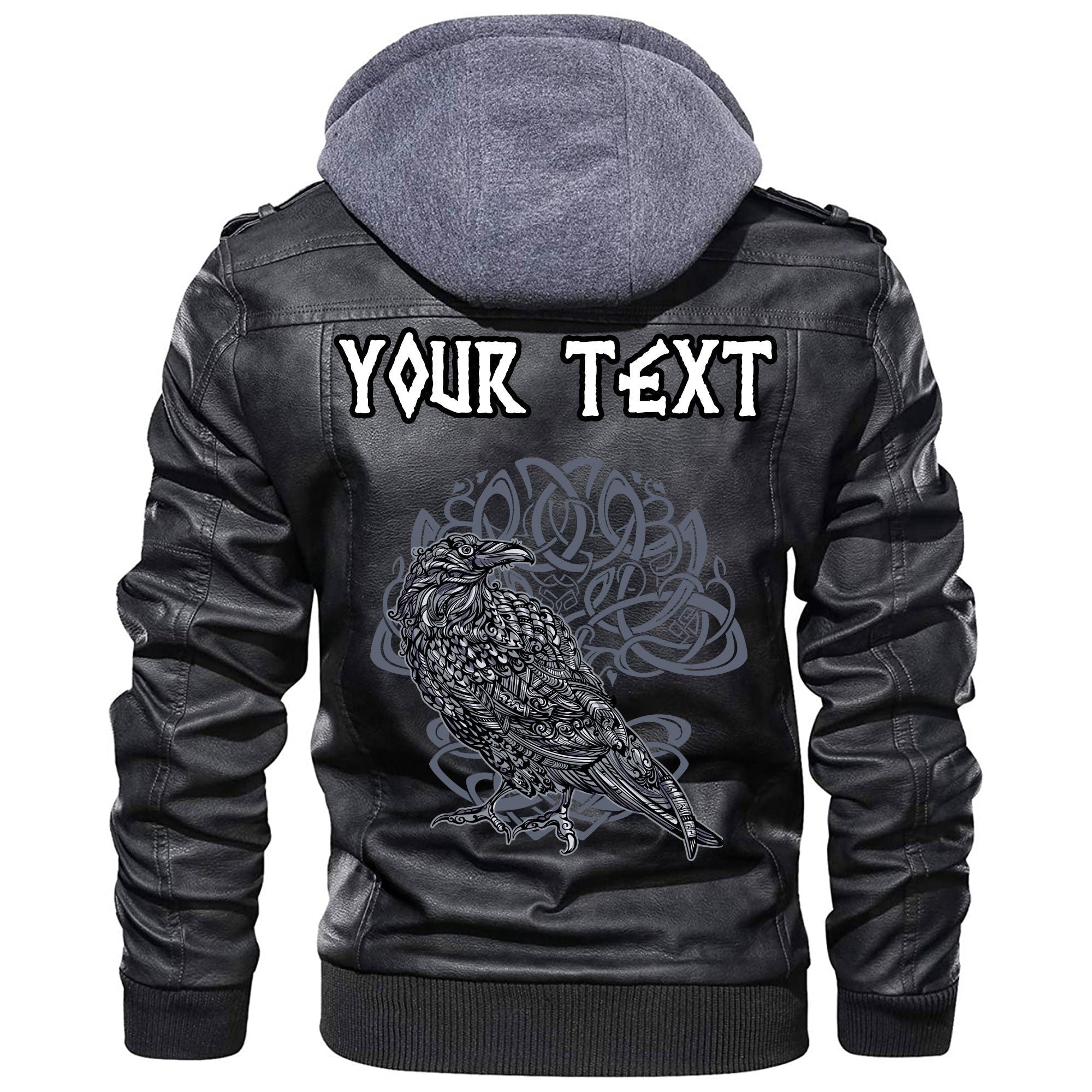 (Custom) Wonder Print Shop - Odin's Celtic Raven Scandinavian Tattoo Leather Jacket RLT12 - Wonder Print Shop