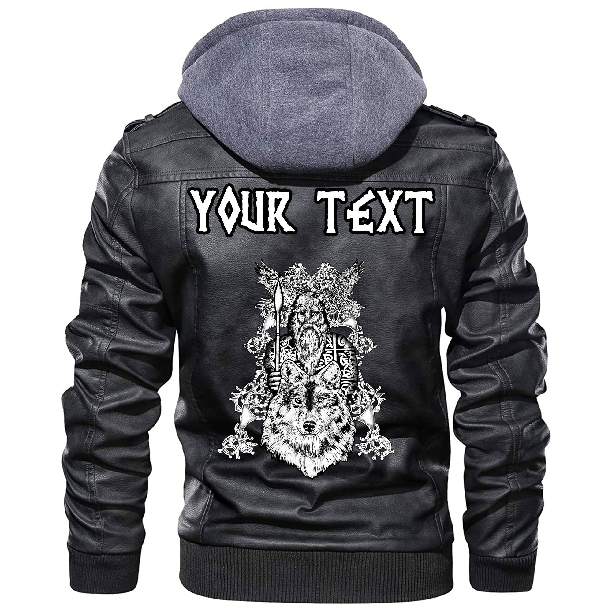 (Custom) Wonder Print Shop - Odin and Wolf Leather Jacket RLT12 - Wonder Print Shop