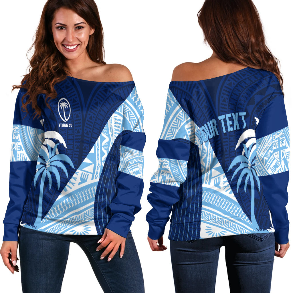 Personalised Fiji Rugby Sevens Off Shoulder Sweater Kaiviti Kesakesa - Wonder Print Shop