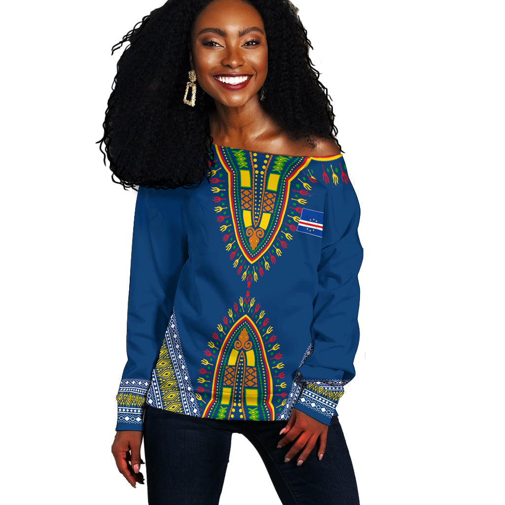 Kabu Verdi Dashiki Design Personalised Off Shoulder Sweater - Proud Cape Verdean - Wonder Print Shop