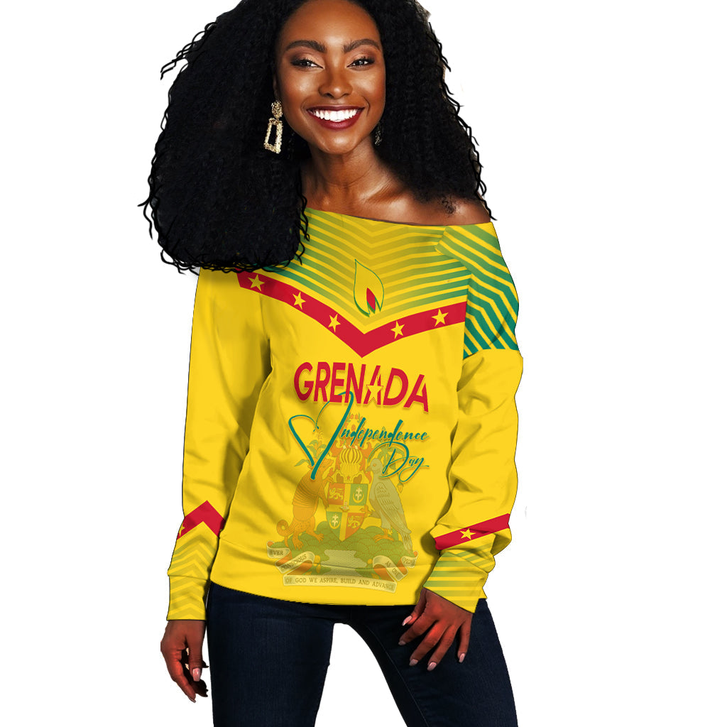 Grenada Independence Day Off Shoulder Sweater Geometric Style Ver 02 - Wonder Print Shop