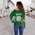 Personalised Saudi Arabia World Cup 2022 Off Shoulder Sweater Green Falcons - Wonder Print Shop