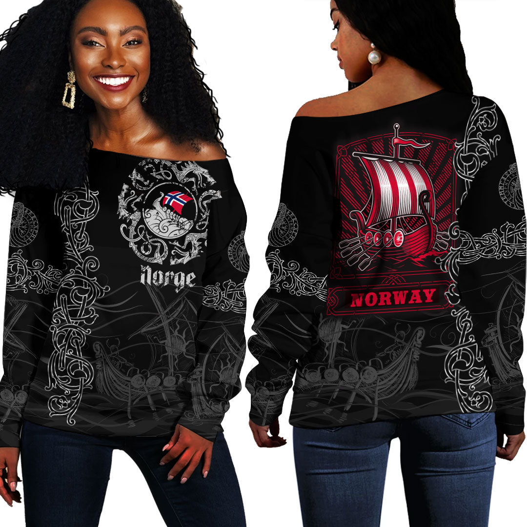 Viking Clothing Viking Drakkar Norway Warship Off Shoulder Sweater RLT12 - Wonder Print Shop