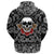 Viking Hoodie Old Skeleton Head With Axe Premium with Bandana Paisley Style RLT12 - Wonder Print Shop