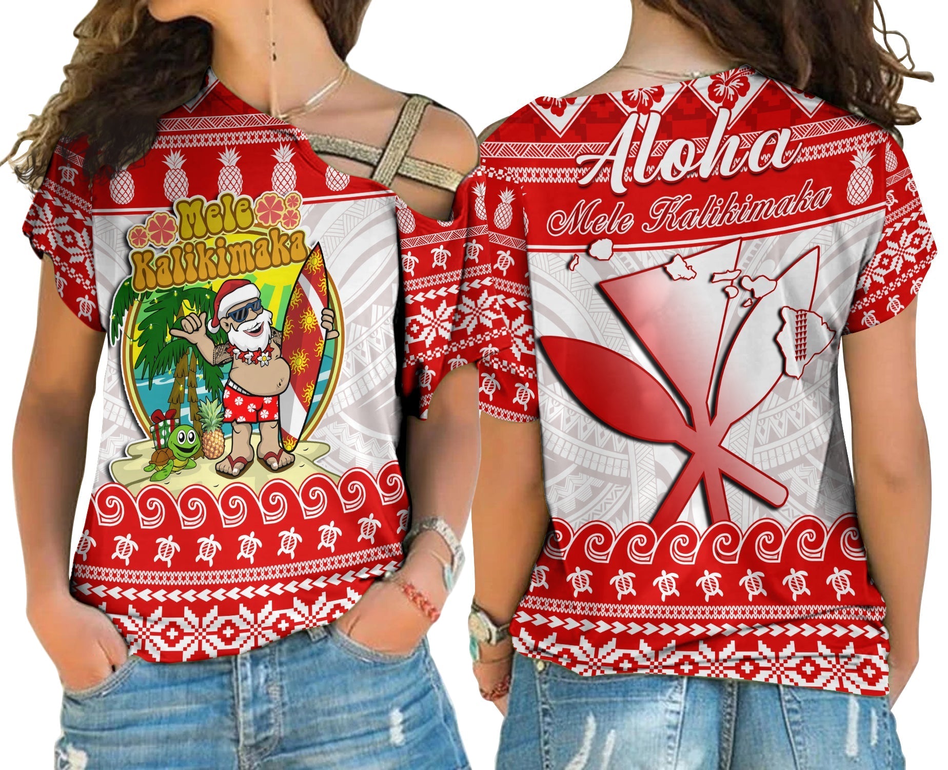 hawaii-christmas-cross-shoulder-shirt-kanaka-polynesian-santa-claus-mele-kalikimaka-lt14