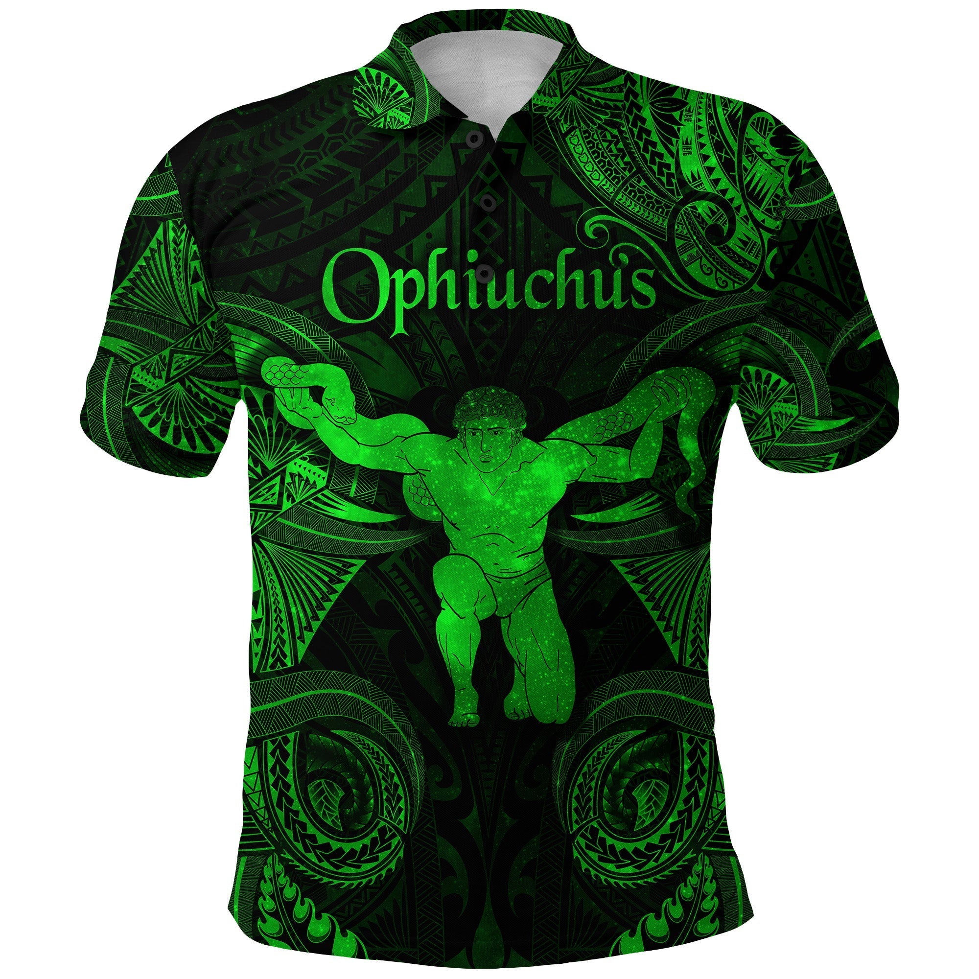 Custom Ophiuchus Zodiac Polynesian Polo Shirt Unique Style Green LT8 - Wonder Print Shop