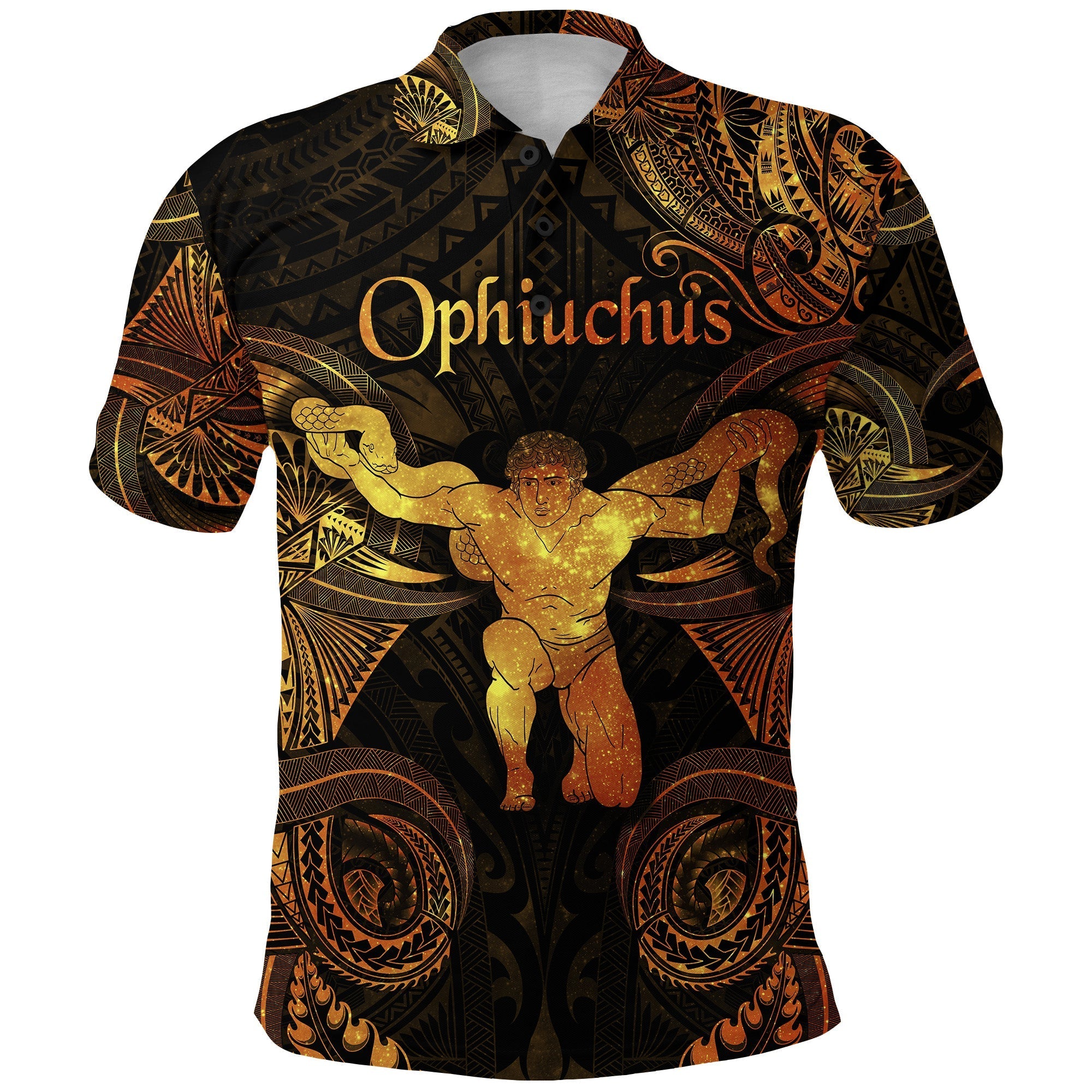 Ophiuchus Zodiac Polynesian Polo Shirt Unique Style Gold LT8 - Wonder Print Shop